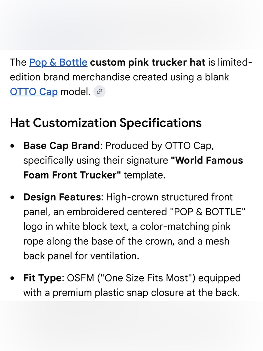 Pop & Bottle OTTO Trucker Hat - Picture 4 of 16